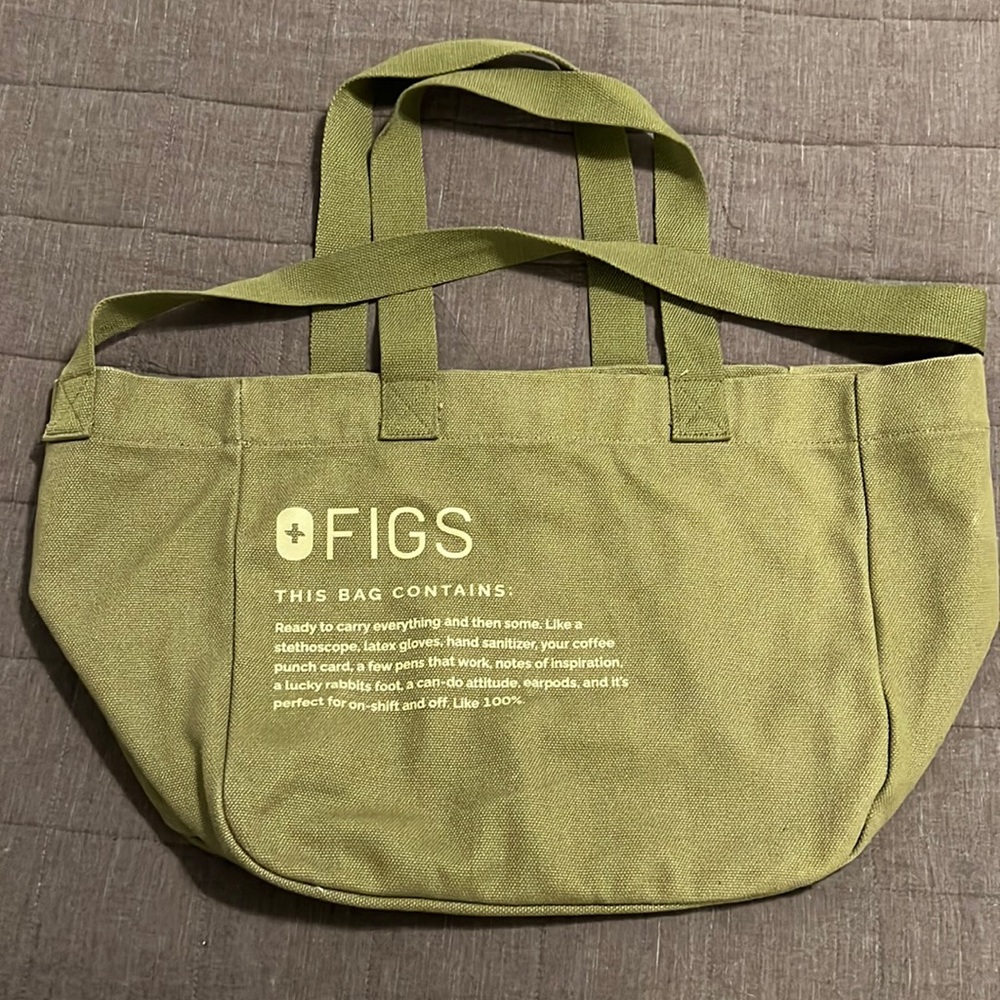 FIGS Heather Olive Canvas Tote
